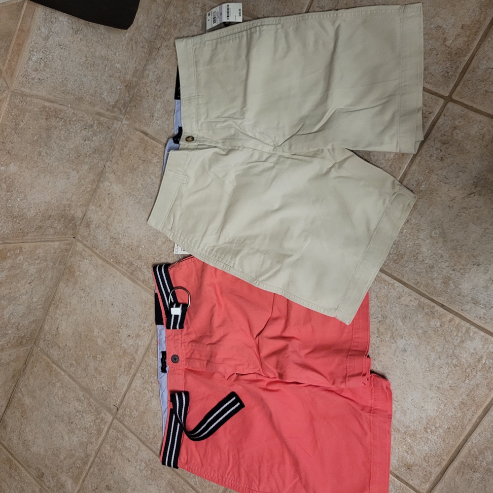 Club Room Coral and Beige Shorts Set